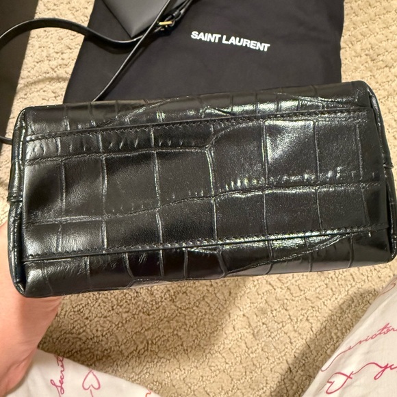 Saint Laurent Black Croc Embossed mini bag - Picture 8 of 8